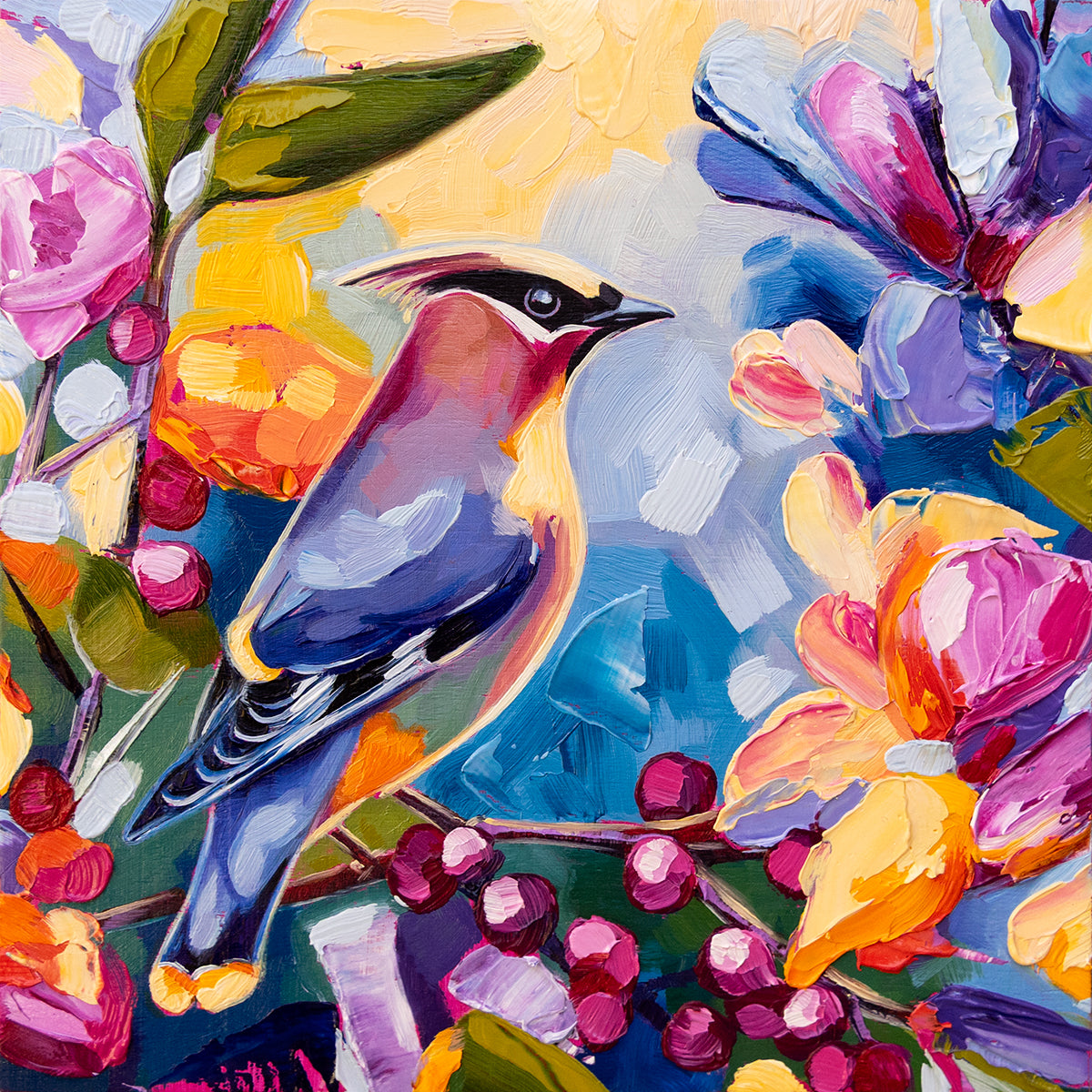 Cedar Waxwing Mini Original Painting